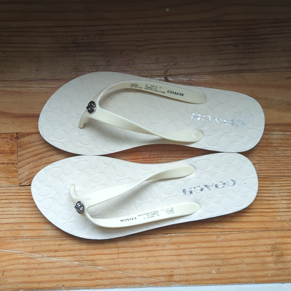 Coach Abbigail flip flop. Never worn. White. Size 7